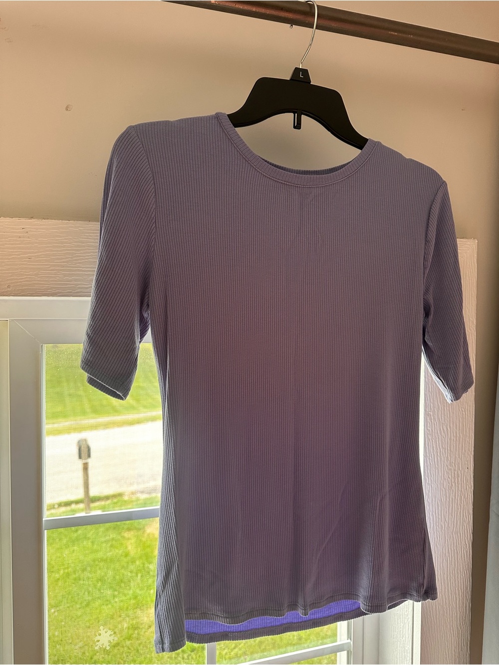 Nine West Icy blue Ribbed Short Sleeve Tee